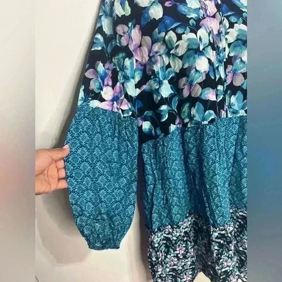 Soft surroundings Night Bloom Balloon Sleeve Dress Size Large NWOT - Picture 3 of 7